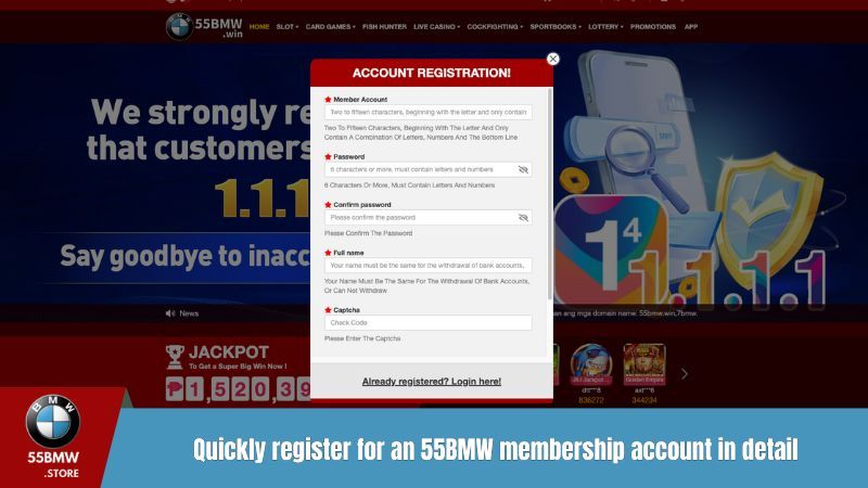 Quickly register for an 55BMW membership account in detail